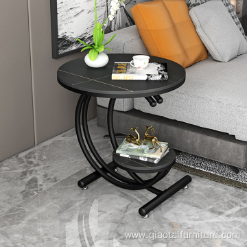 Modern Rock Slab Wrought Iron Sofa Side Table